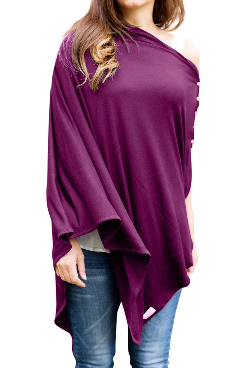 Byrd & Blume Maternity Nursing Cover Breathable Lightweight Breastfeeding Cover Wrap Shawl Scarf Poncho Full 360 (Aubergine, One Size) - Image 1